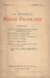  Gallimard - La Nouvelle Revue Française (1908-1943) N° 22 octobre 1910 : .