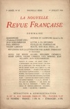  Gallimard - La Nouvelle Revue Française (1908-1943) N° 82 juillet 1920 : .