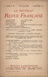  Gallimard - La Nouvelle Revue Française (1908-1943) N° 108 sept 1922 : .