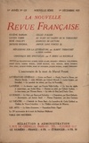  Gallimard - La Nouvelle Revue Française (1908-1943) N° 123 décembre 1923 : .