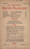  Gallimard - La Nouvelle Revue Française (1908-1943) N° 186 mars 1929 : .