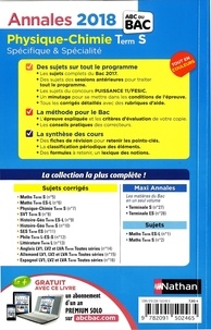 Physique-Chimie Tle S spécifiques & spécialité. Sujets & corrigés  Edition 2018