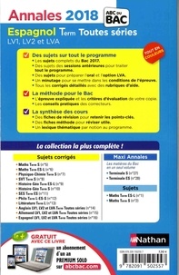 Espagnol LV1, LV2 et LVA Tle toutes séries. Sujets & corrigés  Edition 2018