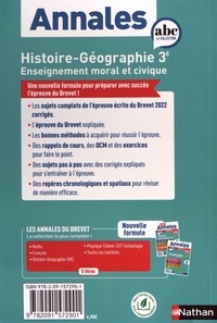 Annales Brevet - Histoire-Géographie - Enseignement Moral et Civique 3e. Sujets & corrigés  Edition 2023
