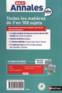Maxi Annales Brevet - Sujets et corrigés. Toutes les matières 3e  Edition 2023