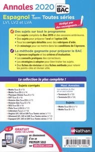 Espagnol LV1, LV2 et LVA Tle toutes séries. Sujets & corrigés  Edition 2020