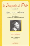 Denis Diderot - Encyclopédie. - Articles Ame, Beau, Certitude, Droit naturel.
