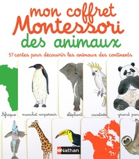 Eve Herrmann et Emmanuelle Tchoukriel - Mon coffret Montessori des animaux - 57 cartes pour découvrir les animaux des continents.