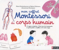 Marie Eschenbrenner et Sabine Hofmann - Mon coffret Montessori du corps humain - Avec 12 organes en feutrine, 1 livret avec 4 transparents, 13 cartes et 1 poster à compléter.