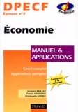 Jacques Muller et Pascal Vanhove - Dpecf Epreuve N° 2 Economie. Manuel Et Applications.