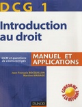 Jean-François Bocquillon et Martine Mariage - Introduction au droit DCG1 - Manuel et applications.