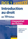Jean-François Bocquillon et Martine Mariage - Introduction au droit DCG1 - En 19 fiches.