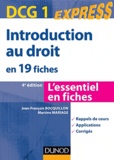 Jean-François Bocquillon et Martine Mariage - Introduction au droit DCG 1 en 19 fiches.
