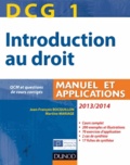 Jean-François Bocquillon et Martine Mariage - DCG 1 Introduction au droit - Manuel et applications. Avec QCM et questions de cours corrigées.