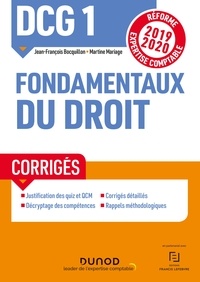 Jean-François Bocquillon et Martine Mariage - DCG 1 Fondamentaux du droit - Corrigés - Réforme Expertise comptable 2019-2020.