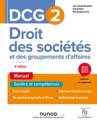 Jean-François Bocquillon et Pascale David - DCG 2 Droit des sociétés et des groupements d'affaires - Manuel - 2022/2023.