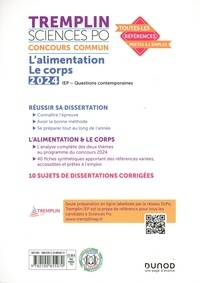 Tremplin Sciences Po IEP Questions contemporaines. L'alimentation - Le corps  Edition 2024