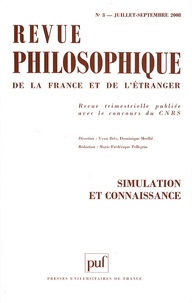 Marie-Frédérique Pellegrin et Georges Chapouthier - Revue philosophique N° 3, juillet-septem : Stimulation et connaissance.