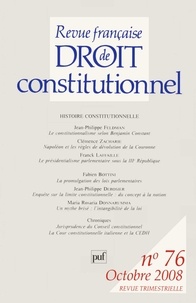 Jean-Philippe Feldman et Clémence Zacharie - Revue française de Droit constitutionnel N° 76, Octobre 2008 : .