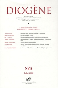 Maurice Aymard et Luca Maria Scarantino - Diogène N° 223, Juillet-Sept : La philosophie en Russie Tendances et perspectives (2).