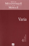 Isabelle Thomas-Fogiel - Revue de Métaphysique et de Morale N° 4, octobre 2009 : Varia.