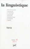 Paul Richard Rastall et Ales Bican - La linguistique N° 46, 2010-1 : Varia.