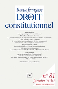 Vanessa Barbé et Xavier Philippe - Revue française de Droit constitutionnel N° 81, Janvier 2010 : .