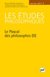 David Lefebvre et Christian Berner - Les études philosophiques N° 1, Janvier 2011 : Le Pascal des philosophes - Tome 2.