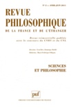 Yvon Brès et Marie-Frédérique Pellegrin - Revue philosophique N° 2, Avril-Juin 201 : Sciences et philosophie.