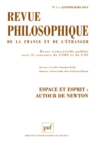 Yvon Brès et Dominique Merllié - Revue philosophique N° 1, Janvier-mars 2014 : Espace et esprit : autour de Newton.
