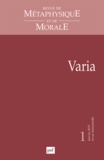 Isabelle Thomas-Fogiel - Revue de Métaphysique et de Morale N° 1, Janvier-mars 2015 : Varia.