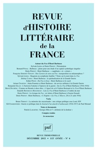 Alain Génetiot - Revue d'histoire littéraire de la France N° 4, Décembre 2015 : Autour du Feu d'Henri Barbusse.
