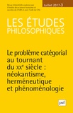  PUF - Les études philosophiques N° 3/2017 : Les catégories au seuil de la phénoménologie.