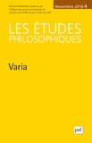 David Lefebvre - Les études philosophiques N° 4, novembre 2018 : Varia.