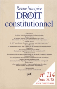 Didier Maus et André Roux - Revue française de Droit constitutionnel N° 114, juin 2018 : .