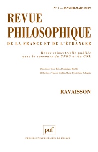 Yvon Brès et Dominique Merllié - Revue philosophique N° 1, janvier-mars 2019 : Ravaisson.