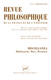 Vincent Guillin et Marie-Frédérique Pellegrin - Revue philosophique N° 2, avril-juin 2019 : Miscellanea - Malebranche, Marx, Brentano.