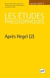 David Lefebvre - Les études philosophiques N° 1, janvier 2022 : Après Hegel - Tome 2.