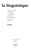 Anne Szulmajster-Celnikier - La linguistique N° 58, fascicule 2, 2022 : Varia.