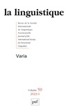 Anne Szulmajster-Celnikier - La linguistique N° 59, fascicule 1, 2023 : Varia.