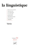  PUF - La linguistique N° 60, fasicule 1 : Varia.