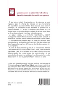 Communauté et déterritorialisation dans l'univers fictionnel francophone