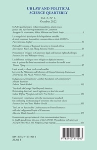 Ub law and political science quarterly vol 2, n° 1, october 2022. 1