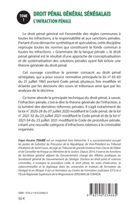 Droit pénal général sénégalais. L’infraction pénale  Edition 2024
