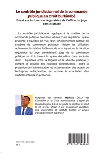 Le contrôle juridictionnel de la commande publique en droit burkinabè. Essai sur la fonction régulatrice de l'office du juge administratif