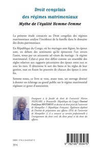 Droit congolais des régimes matrimoniaux. Mythe de l'égalité Homme-Femme