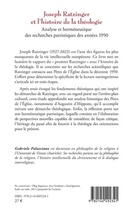 Joseph Ratzinger et l'histoire de la théologie. Analyse et herméneutique des recherches patristiques des années 1950