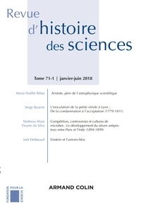  Armand Colin - Revue d'histoire des sciences N° 1/2018 : Sciences, pouvoirs et culture matérielle.
