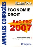 Patrice Barthélémi - Economie-Droit Bac Pro tertiaires - Annales corrigées.