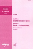  Ministère Education Nationale - CAPLP section Biotechnologies option Santé-Environnement - Concours interne et CAER.